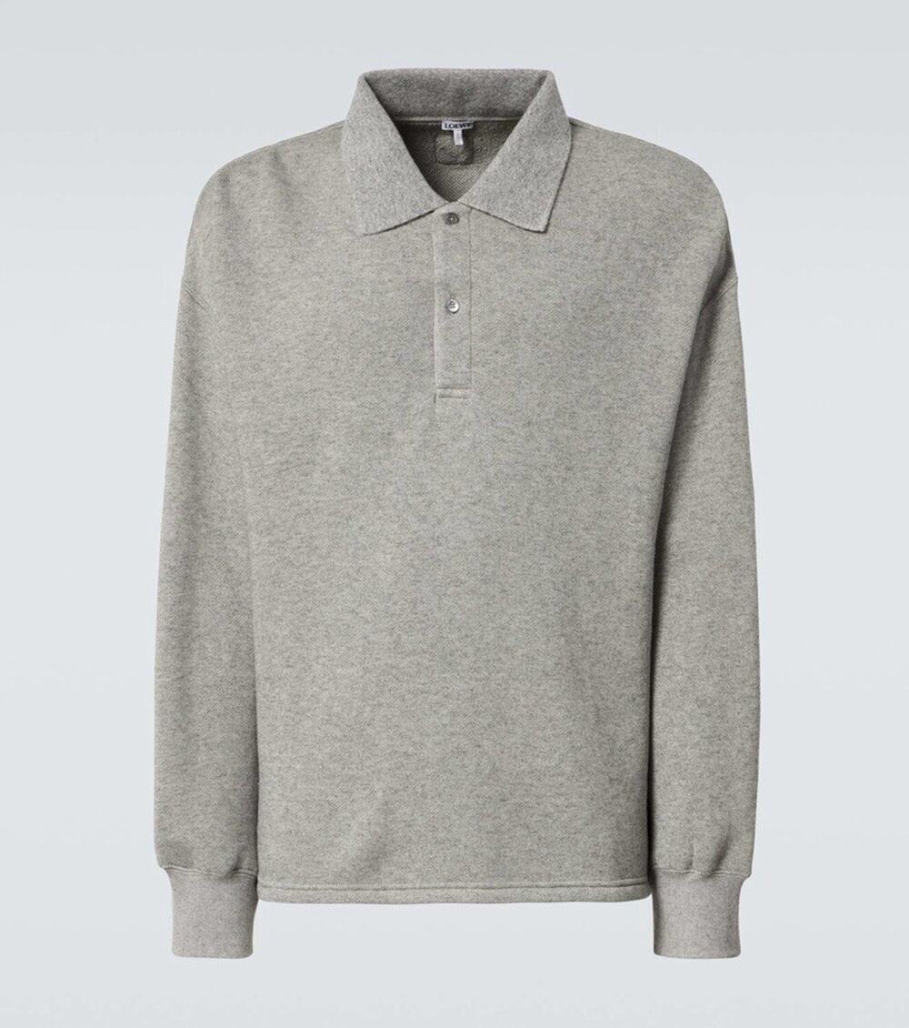 New With Tags Loewe Gray Cashmere/Cotton Anagram Polo Sweatshirt Size L $990.00